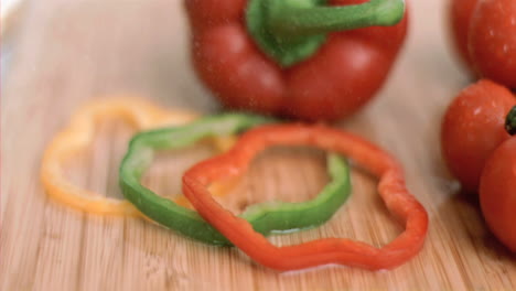 several vegetables in super slow motion