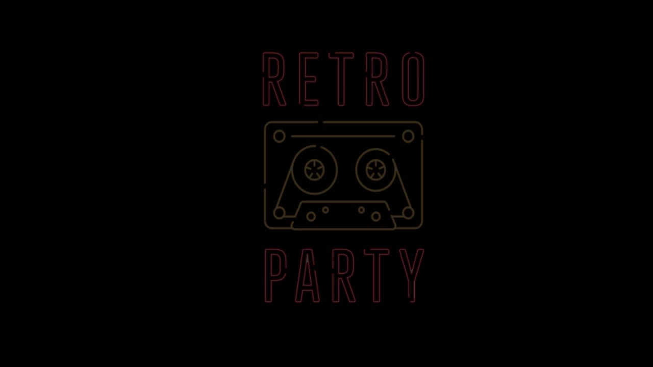 검은 바탕 위의 레트로 파티 텍스트의 애니메이션