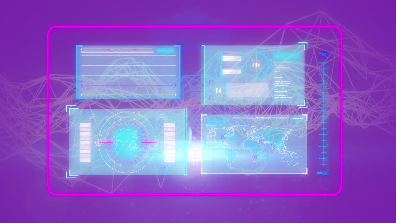 Animation of data processing over screens