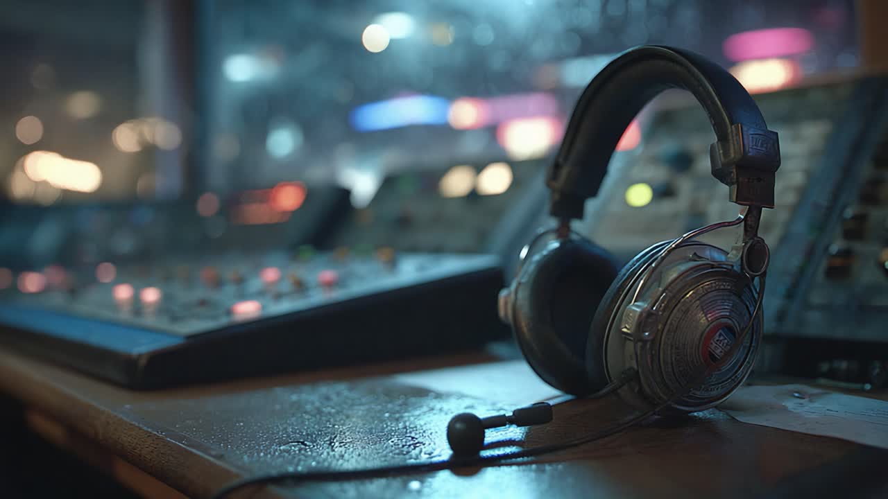A Close-Up of High-Quality Headphones Resting on a Sound Mixing Console, Capturing the Essence of Music Production and Audio Engineering in a Modern Studio Environment
