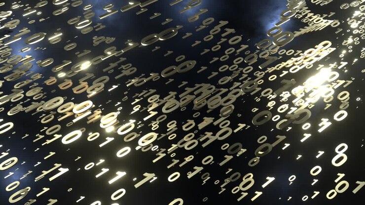 4K Artistic infographics binary numbers rotation. Technology Network Data Connection
