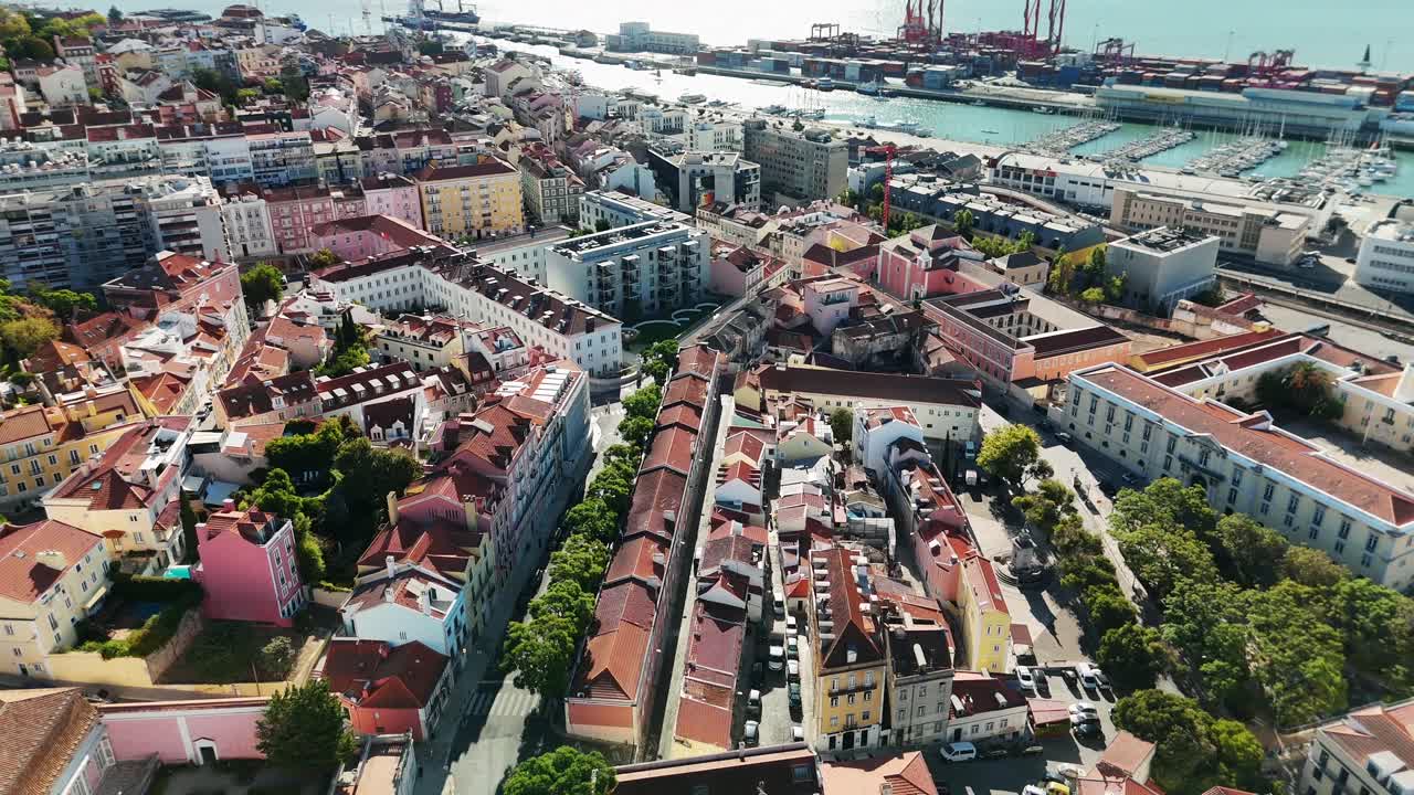 Aerial View of Urban Cityscape with Residential Buildings
