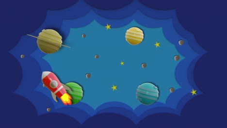 movimiento de animación, nave espacial volando en el espacio. segundos 2-8 puede cortar para el bucle
