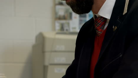 businessman using laptop at desk 4k