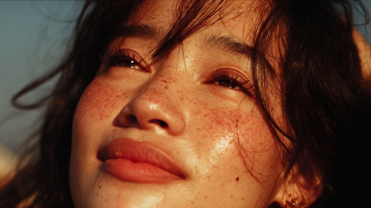 Captivating Moments of Serenity: A Close-Up Exploration of Natural Beauty and Radiant Expressions in Warm Light