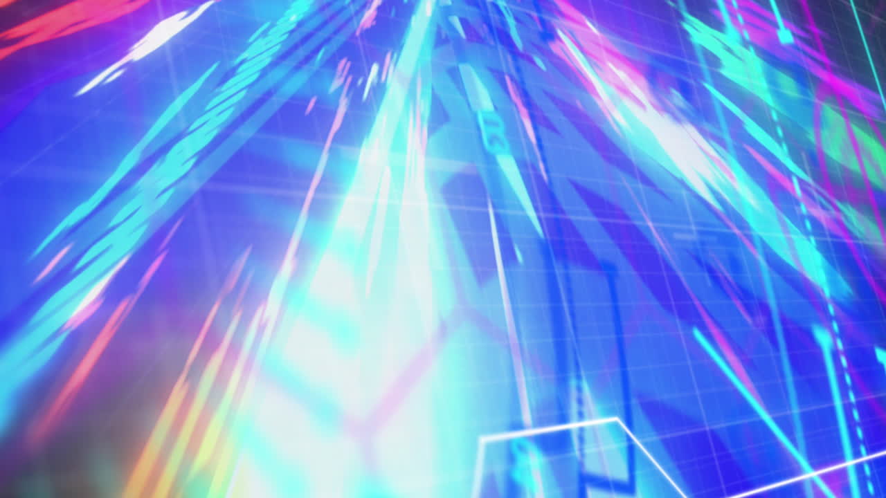 연결 및 데이터 처리를 가진 그리드의 애니메이션