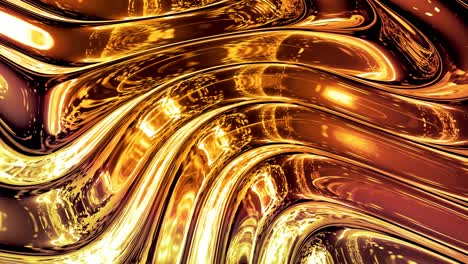 looped abstract background with wavy sparkling golden liquid pattern on shiny glossy surface. viscous blue fluid like surface of gold foil or brilliant glass. beautiful creative festive backdrop.