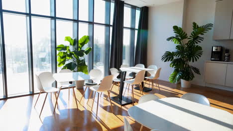modern and bright office cafeteria or breakroom