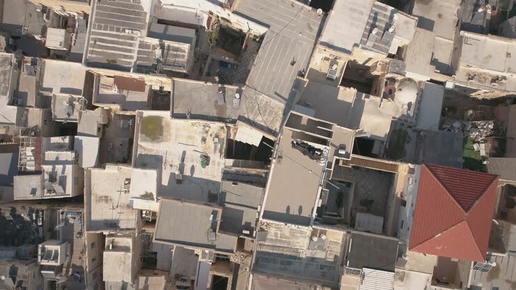 Vista aerea dall'alto della città vecchia di Acri, Città Vecchia di Acri, Israele