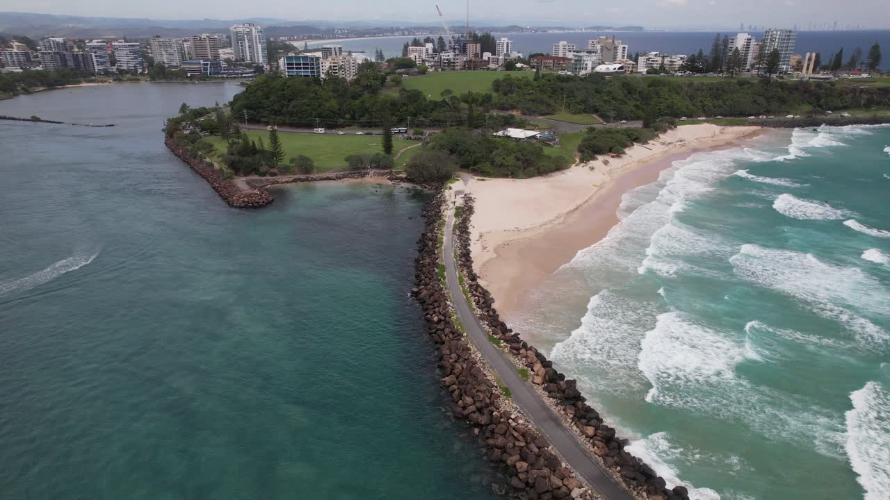 Aerial Shot Of Duranbah And Little Duranbah Beach In NSW, Australia