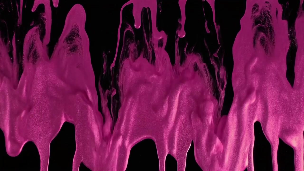 Pink Metallic Paint Dripping Down on Black Background
