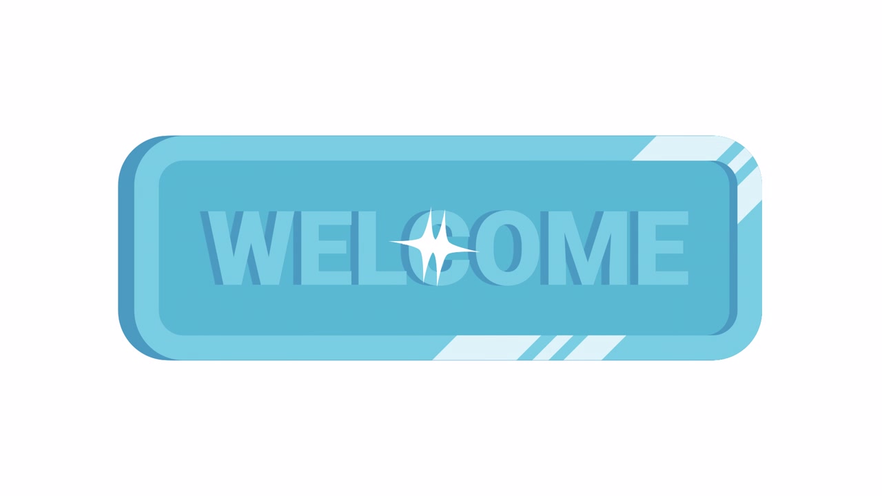 Animated Blue Welcome Sign with Sparkling Light Effect