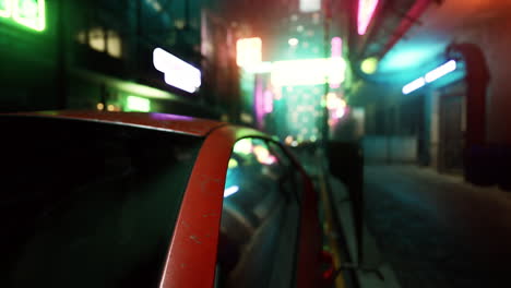 cyberpunk alley night scene