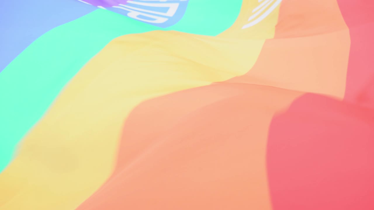 Ukraine, Kyiv, June 17, 2018. Supporters and participants of Gay or LGBT pride Parade waving colorful flag