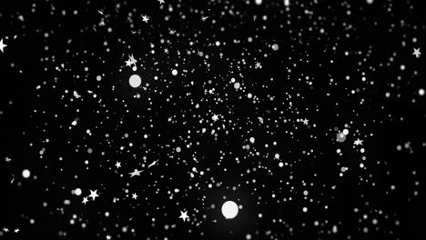 Animation-of-snow-and-stars-on-black-background