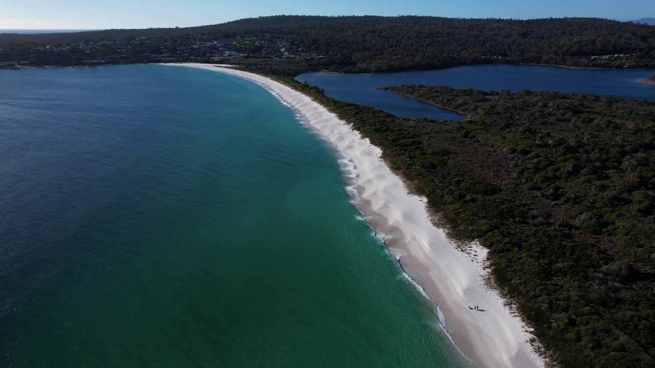Tranquil Scenery Of Binalong Bay Beach Cove In Tasmania, Australia - Aerial Shot