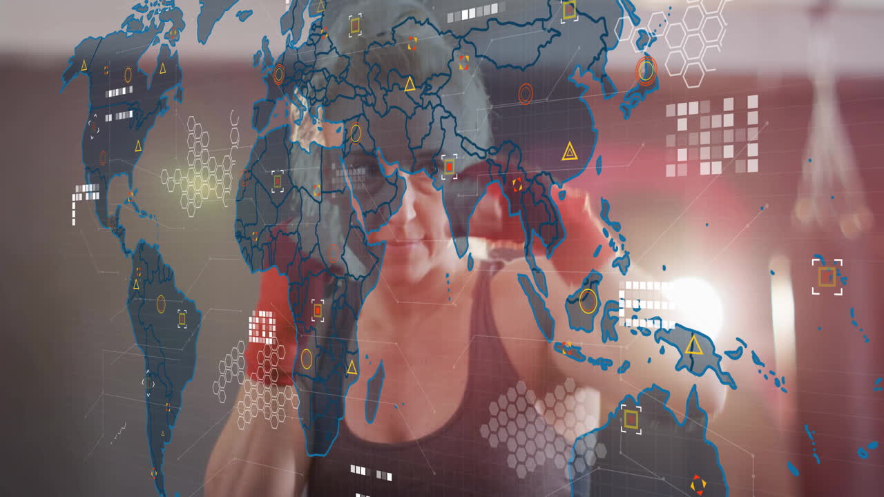 Interacting with animation of digital world map and data visualization in school