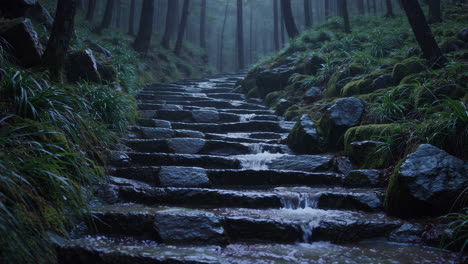 misty mountain steps