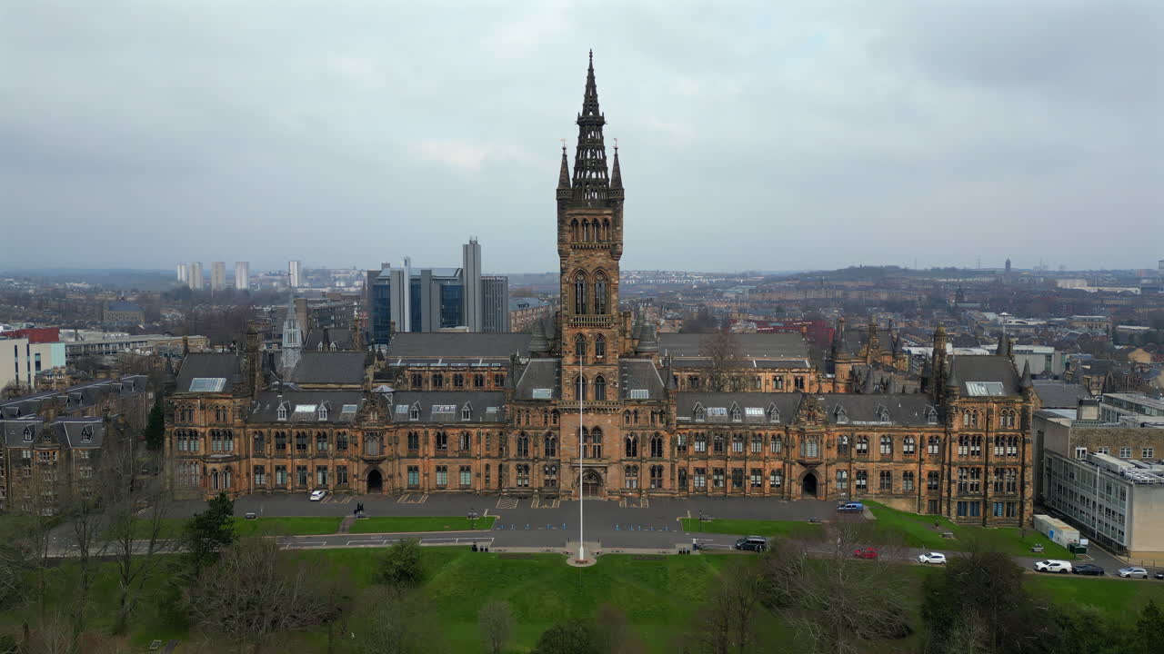 Aerial view of the University of Glasgow with the city on the background Glasgow, Scotland