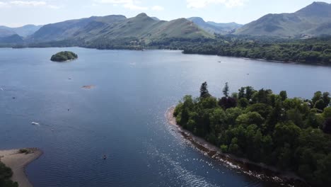 a birdseye view of derwentwater lake