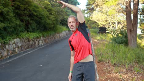 man exercising on the open road