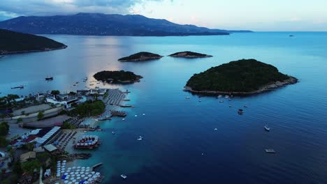 aerial view of a beautiful beach with islands