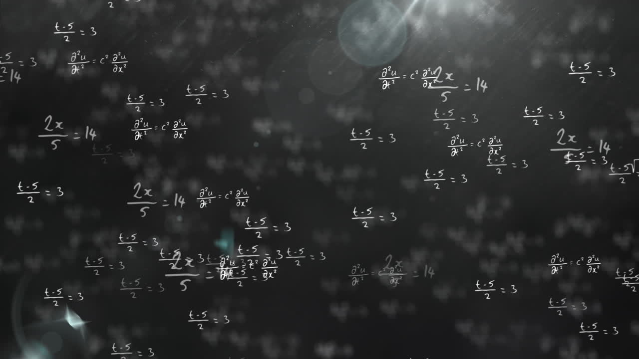 animación de ecuaciones matemáticas sobre un fondo negro