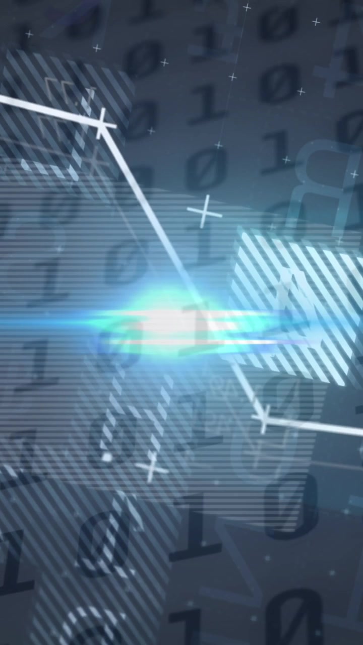 Animation of financial data processing over black background