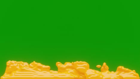 una pared de lava en 3d, fondo verde. llave de croma