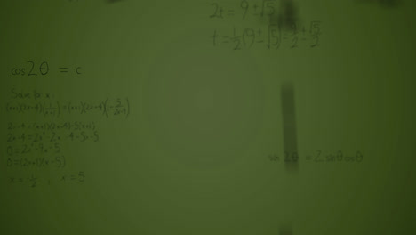 animation of mathematical equations over green background