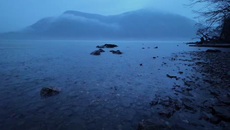 -A-heavy-rainy-downpour-on-the-Hudson-river-and-a-foggy,-magical-evening-in-New-York's-Hudson-Valley