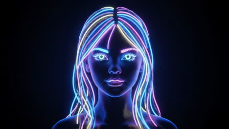 futuristic portrait with glowing neon lights
