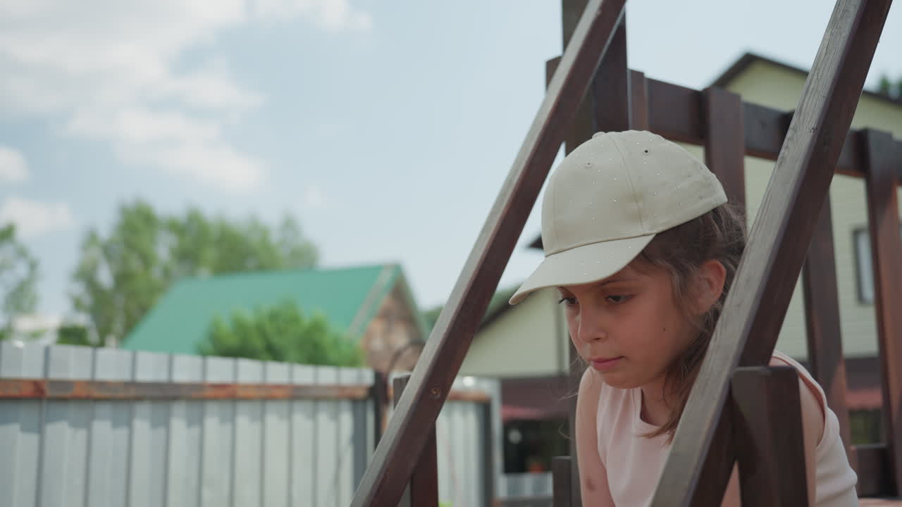 Youthful Curiosity With Shy Smiles, Children In Backyard Quietly Observing And Sharing Joyful Secrets, Young Children Engage In Curious And Shy Interaction Amidst Sunlight And Outdoor Scenery