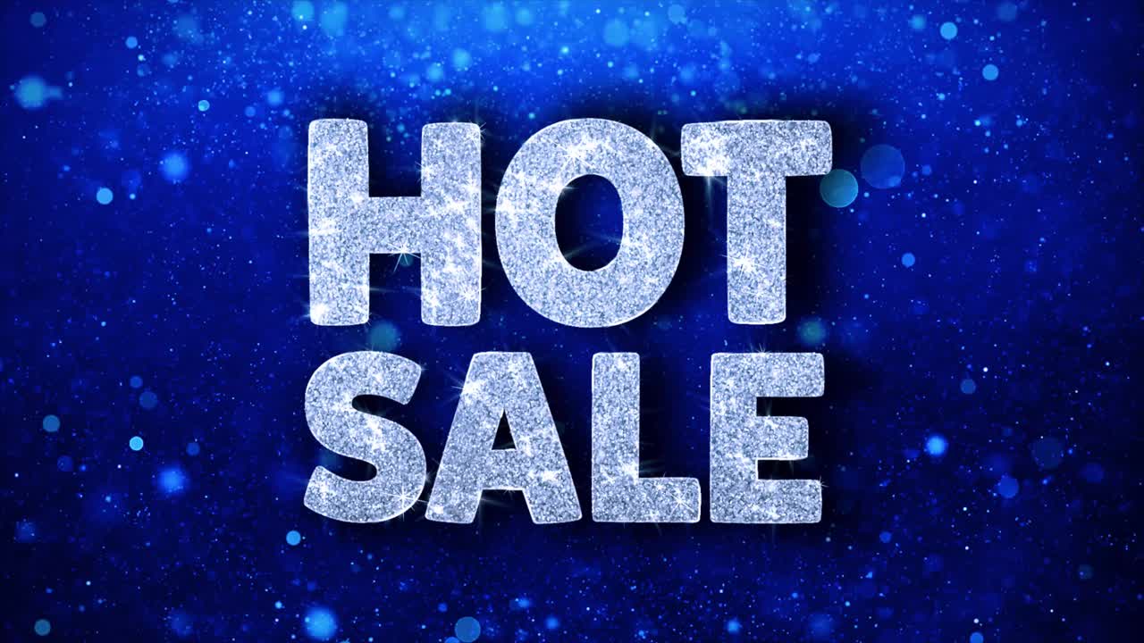 Hot Sale Sparkling Silver Text on Blue Background