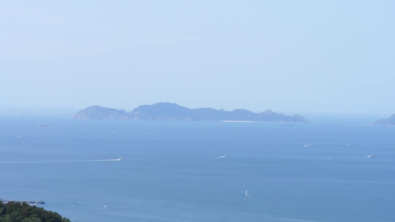 스페인 폰테베드라 리아 데 비고 강 하구의 일반적인 모습