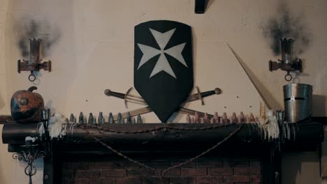 medieval knight's fireplace decor