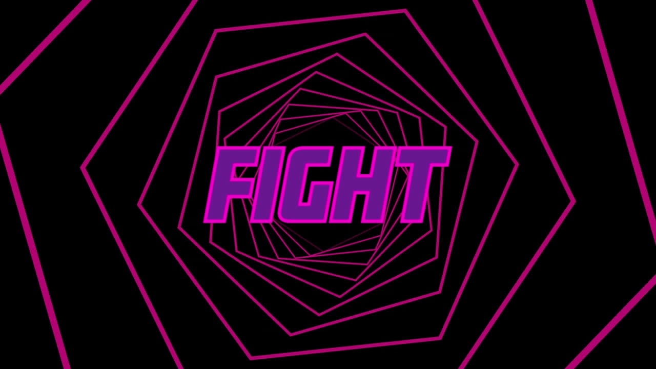 육각형과 검은 바탕으로 만든 터널을 위한 싸움의 애니메이션