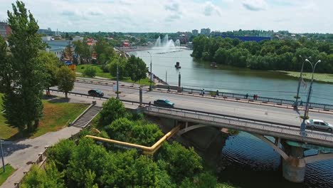 city river landscape. skyline of urban architectural landscape