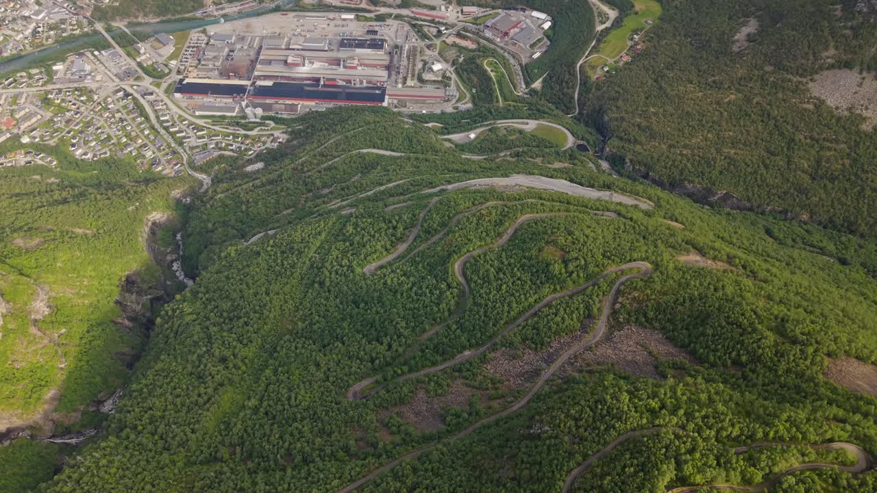 Aerial View Of The Famous Tusenmeteren (Thousand Meter) Bicycle Route Near Øvre Årdal, Norway