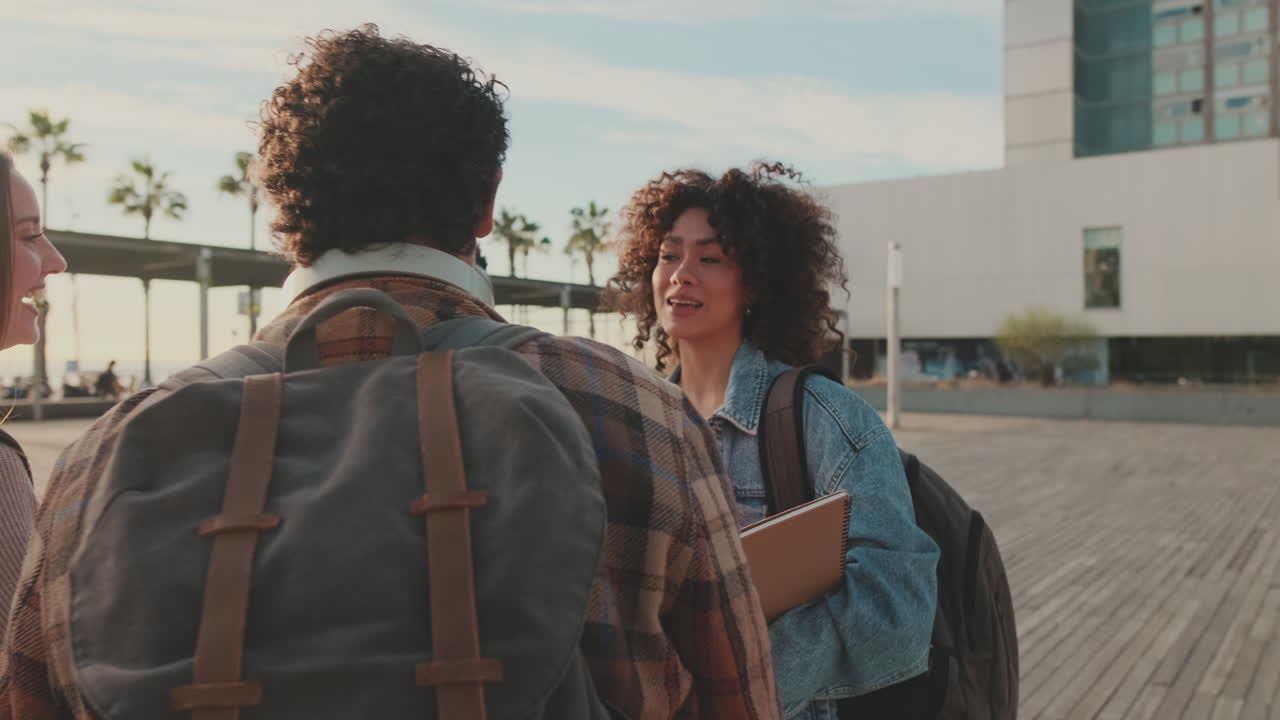Group of students talking outdoors