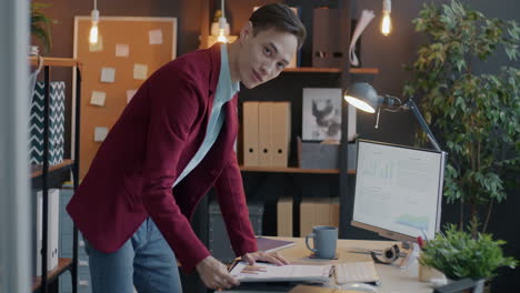 businessman reviewing data at his desk