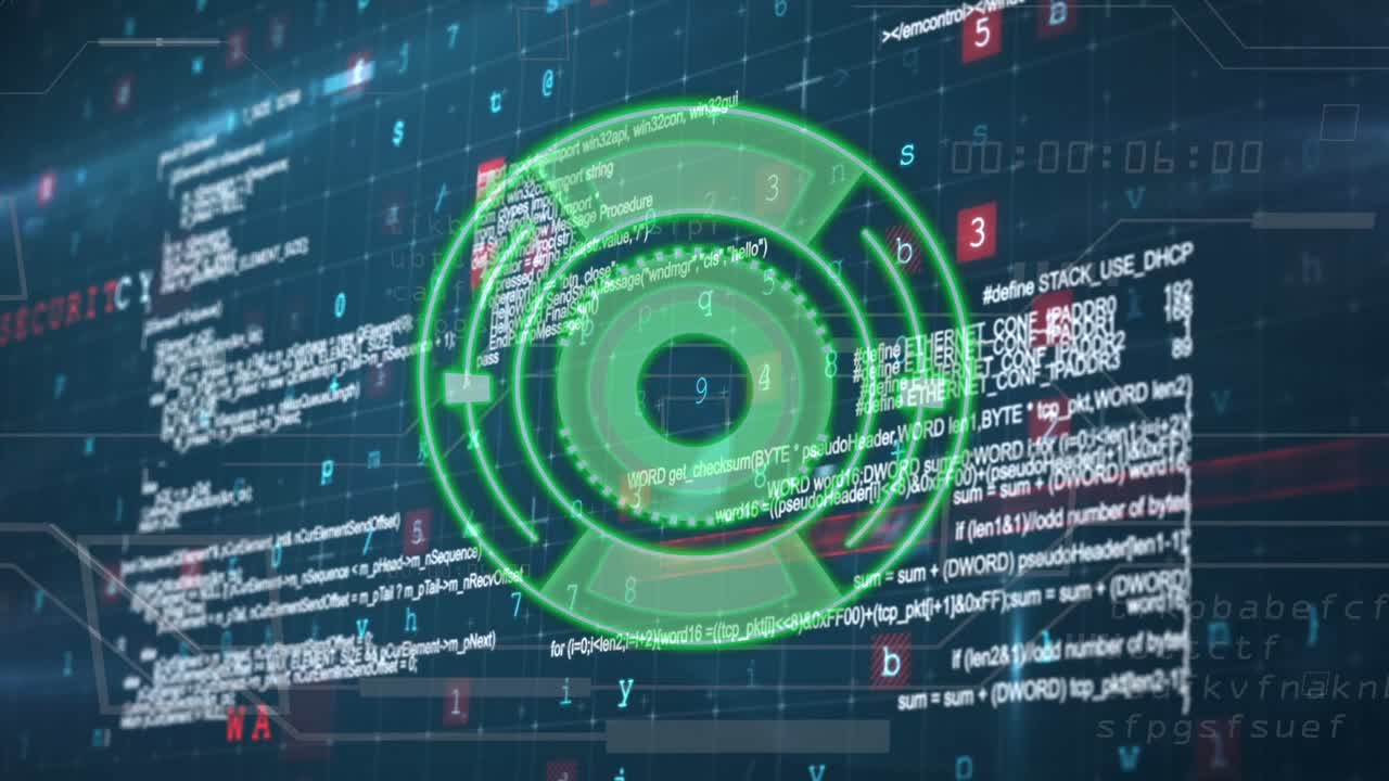 animación del círculo verde con datos sobre la pantalla digital de la marina