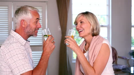 happy couple drinking lemonade together