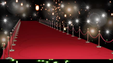 Animation-of-red-carpet-over-falling-light-spots