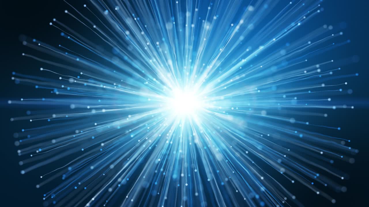 밝은 하 파란색과 반이는 먼지 폭발과 선 하 입자 추상적인 배경.