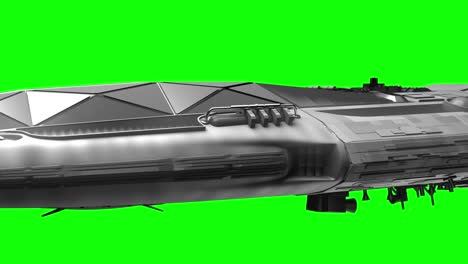 journey to space, sci-fi spaceship on green screen, engines pulsate, 3d animation, chroma key