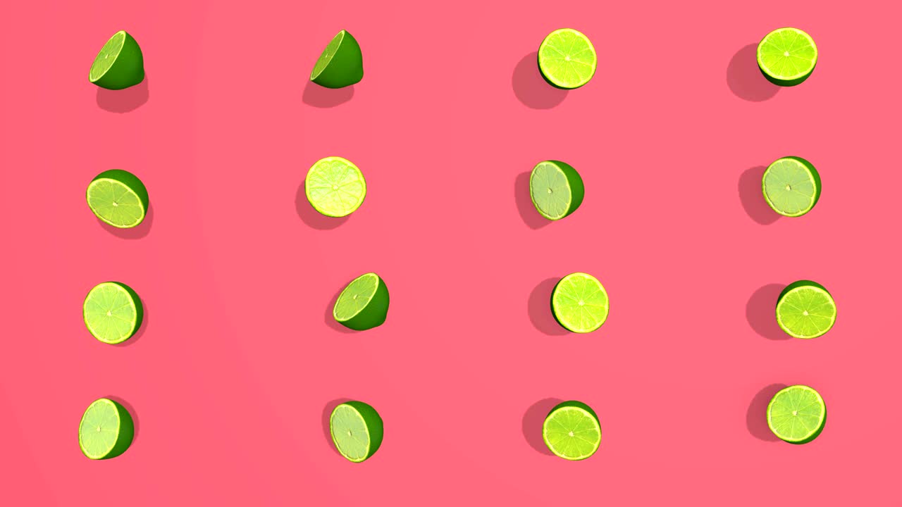patrón colorido con frutas cítricas limón - elementos 3d, 4k loopabless bucle aislado, perfecto para la composición digital