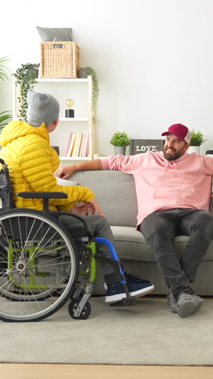 Two Friends Talking in a Living Room