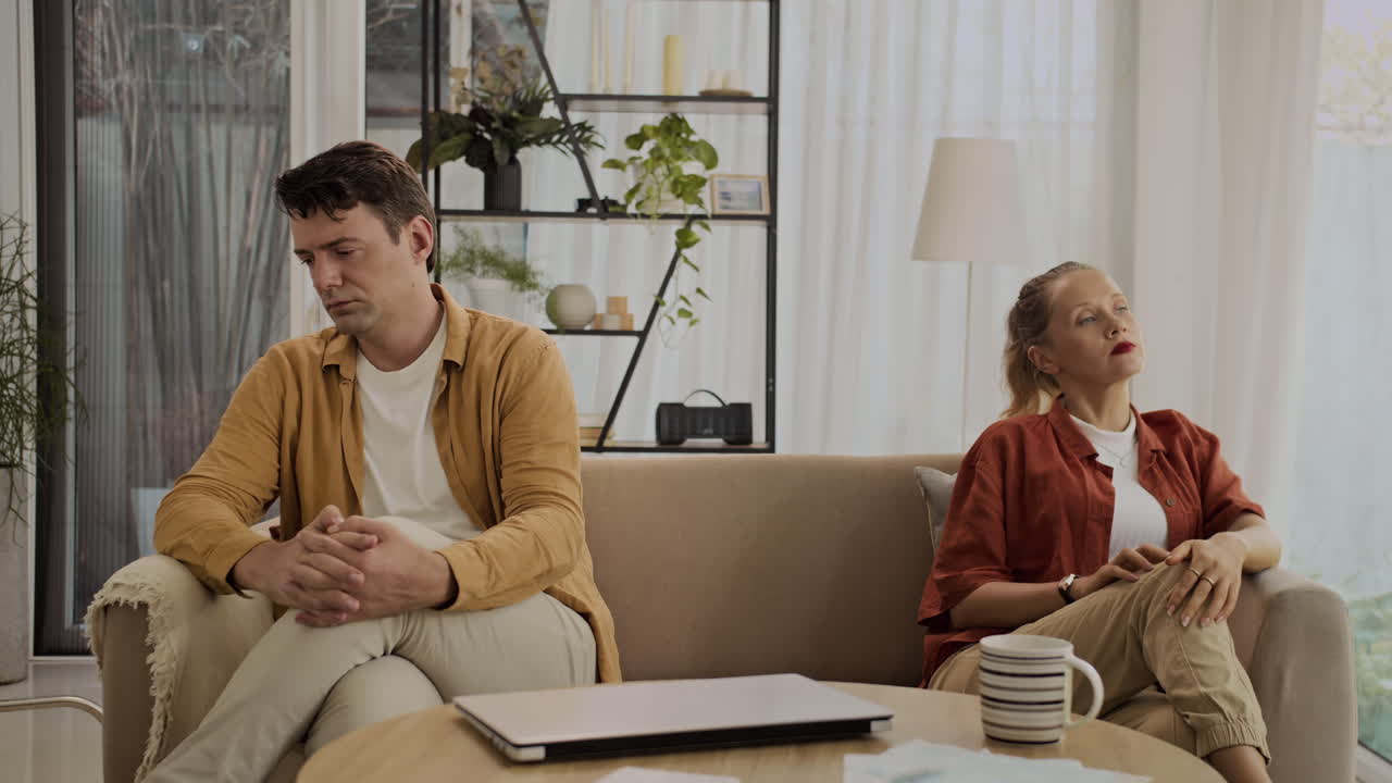 Middle-aged Spouses Keeping Silence after Quarrel at Home