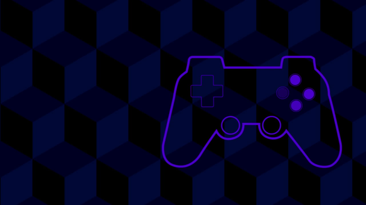 Animation of purple video game logo